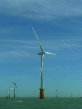 Der Offshore-Windpark Thanet vor der Küste Englands ist über 32 km2 gros (Foto: Dillinger)