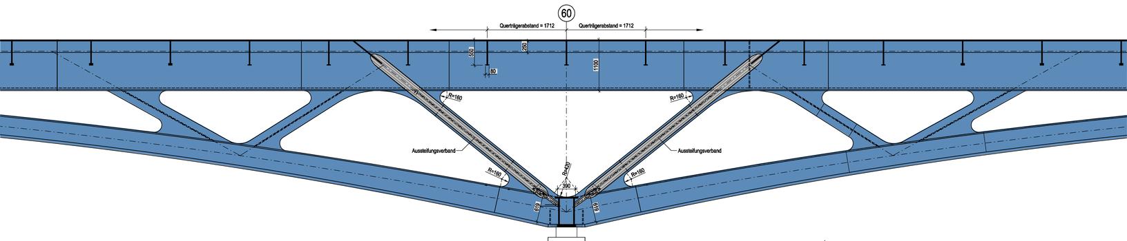 Binnenhafen Viaduct for Hamburg elevated transit systemLongitudinal section - Axis 60
