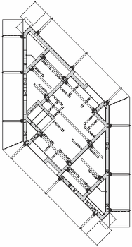 Victoria-Turm, Mannheim : Bühneneinteilung: ACS-R (Regulär) im Kernaußenbereich, ACS-P (Plattform) innen und ACS-S (Shaft) im Bereich eines einzeln verlaufenden Aufzugsschachtes