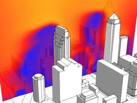 Echtzeit-Simulation des Luftstroms am 3D Stadtmodell