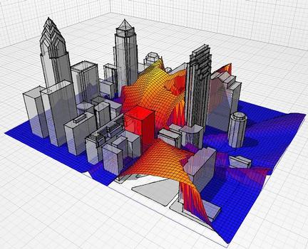 3D-Darstellung der Sichtbarkeit von Gebäuden im Kontext