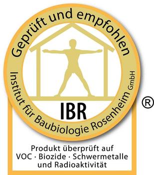 Das Prüfsiegel des Instituts für Baubiologie Rosenheim IBR erhalten Produkte und Produktionsverfahren, die den Anforderungen der Wohngesundheit und des Umweltschutzes gerecht werden