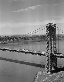 George Washington Bridge: 
General view of New York tower with New Jersey in background 
(HAER, NY,31-NEYO,161-10)