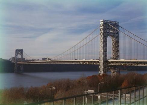 George Washington Bridge: General view looking northwest from New York side of river 
(HAER, NY,31-NEYO,161-65)