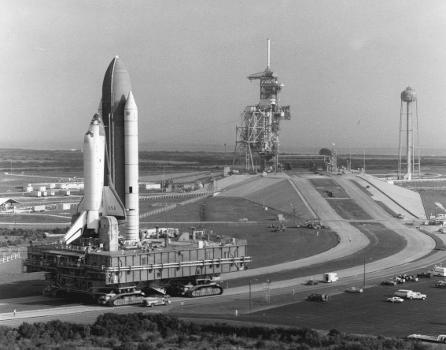STS-3 rollout from VAB to CX. 39A.