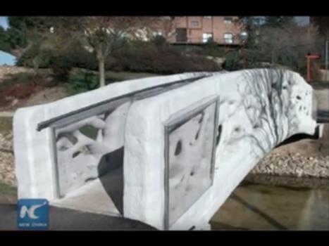 Spain unveils world's 1st 3D-printed pedestrian bridge : The world's first 3D-printed pedestrian bridge has been unveiled in the Spanish city of Alcobendas. The bridge, made entirely of concrete, marks the first time that 3D printing is applied in the field of civil engineering.