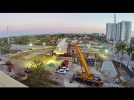FIU-Sweetwater Bridge Move - Full Time-Lapse:Un-edited version of the move of a 950-Ton 174-foot long pedestrian bridge the morning of Saturday, March 10, 2018. 
Designed by Figg Bridge Engineers, Constructed by MCM USA and Moved by Barnhart Crane & Rigging. 
Funded by USDOT/FHWA TIGER and FDOT TAP grants. The project has already generated very significant private sector development in Sweetwater.
Shot on a GoPro Hero 4 Black at one 4K frame every 2 seconds (+60 X speed) with a TurnsPro rotating camera mount set to turn 75 degrees in 5 hours.
Music is "Passing Time" by Kevin MacLeod from the TouTube Library.