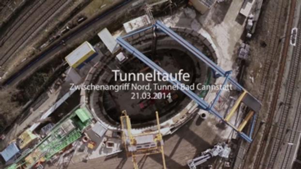 Tunneltaufe Fernbahntunnel Bad Cannstatt:Mit einer Tunneltaufe wurde in Stuttgart am 21. März 2014 der symbolische Baustart für den zweiten Stuttgarter Tunnel des Bahnprojekts gefeiert. Am sogenannten Zwischenangriff Nord kamen Projektpartner, Mineure und Ingenieure zu den Feierlichkeiten für die Tunnelzuführung nach Bad Cannstatt zusammen.