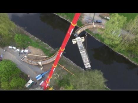 Aggerbrücke Wahlscheid:Errichtung der Pylonbrücke im Wahlscheider Aggerbogen 
im Mai 2013!