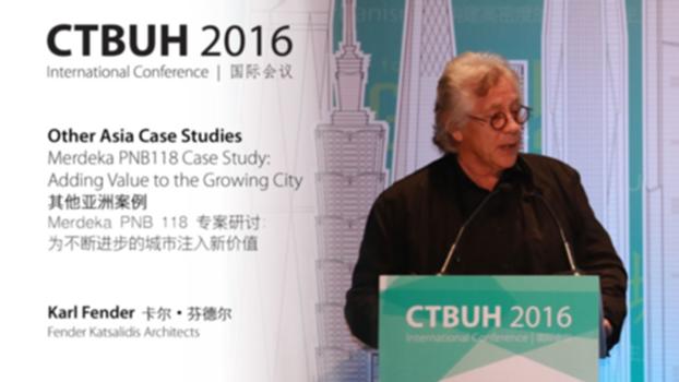 CTBUH 2016 China Conference - Karl Fender, "Merdeka PNB118: Adding Value to the Growing City ":Monday October 17, 2016. Shenzhen, China. Karl Fender, Fender Katsalidis Architects, presents at the 2016 China Conference Session 4b: Other Asia Case Studies.
Tall buildings embody objectives ranging from pure business to nation building. The KL118 Tower in particular represents these objectives and more as it successfully knits together cultural and social needs into the urban fabric to revitalize a historically significant, but sometimes forgotten neighborhood, and creates a model of urban living. The completion of this project will demonstrate the client’s and designer’s vision of creating an urban, sculptural testament to the aspirations of the Malaysian people. KL118’s dynamically intertwining geometries represent the complete weaving of culture and community. Complex community and regulatory, cultural and commercial challenges are balanced to make this project a model city within a city. Values are enriched by weaving best practices in environmental, transport, connectivity and livability within the tower. The development extends and expands on the surrounding metropolis, and enhances and demonstrates future ambitions.
