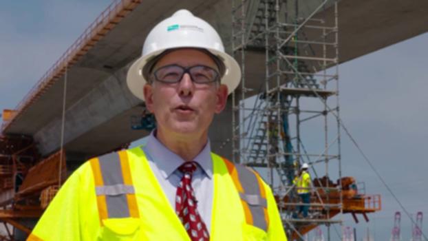 Gerald Desmond Bridge Replacement Project Update June 2016 : In the latest Gerald Desmond Bridge Replacement Project video update, Duane Kenagy, Capital Programs Executive at the Port of Long Beach, gives viewers an up-close look at how the bridge's road deck is being built in segments.