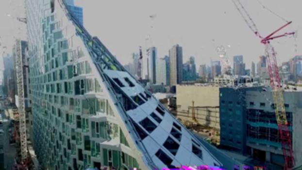 Drone Footage of Bjarke Ingel's Newest Building in Manhattan:A new drone video released by creative agency darkhorse has revealed the scale of what will be bjarke ingels’ first realized building in new york. officially titled ‘via 57 west’, the building stands at 450 feet (137 meters) and is scheduled to complete later this year. located along manhattan’s west side highway, the residential project has been dubbed the ‘courtscraper’, based on its typological fusion of a european perimeter block and a traditional new york high rise.