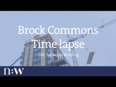 Brock Commons Time Lapse - UBC Tall Wood Building:www.naturallywood.com
Brock Commons is an 18-storey hybrid mass timber residence at The University of British Columbia (UBC). The building is comprised of 17 storeys of mass timber construction above a concrete podium and two concrete stair cores. The floor structure consists of 5-ply cross-laminated timber (CLT) panels supported on glue-laminated timber (glulam) columns. The roof is made of prefabricated sections of steel beams and metal decking.
Brock Commons has the capacity for just over 400 students with floorplans ranging from single bed studios to 4-bed accommodations. Study and social spaces are located on the ground floor with a student lounge on the 18th floor, where the wood structure is left exposed for demonstration and educational purposes. 
Wood, a renewable material, was chosen in part to reflect the university’s commitment to sustainability. The building was also designed to meet LEED Gold certification.
The estimated avoided and sequestered greenhouse gases from the wood used in the building is equivalent to removing 511 cars off the road for a year. The total carbon dioxide equivalent avoided by using wood products over other materials in the building is more than 2,432 metric tonnes. Learn more about tall wood buildings at https://www.naturallywood.com/topics/mass-timber. 
**Estimated by the Wood Carbon Calculator for Buildings, based on research by Sathre, R. and J. O’Connor, 2010, A Synthesis of Research on Wood Products and Greenhouse Gas Impacts, FPInnovations (this relates to carbon stored and avoided GHG).
**CO2 refers to CO2 equivalent.
Footage in this video is based on the documentation of the UBC CIRS research team:
Erik A Poirer, PhD
Thomas Tannert, PhD
Azadeh Fallahi, BSc
Manu Moudgil, BSc
Sheryl Staub-French, PhD
Thomas Froese, PhD