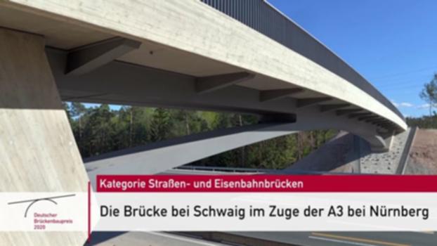 Nominiert zum Deutschen Brückenbaupreis 2020:Brücke bei Schwaig im Zuge der A3
Kategorie Straßen- und Eisenbahnbrücken