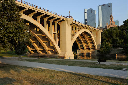 The Paddock Viaduct connects crosses the Trinity River and connects downtown with North Fort Worth. NRHP Ref 76002068.