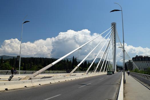 The Millennium Bridge in the city center of Podgorica, Montenegro