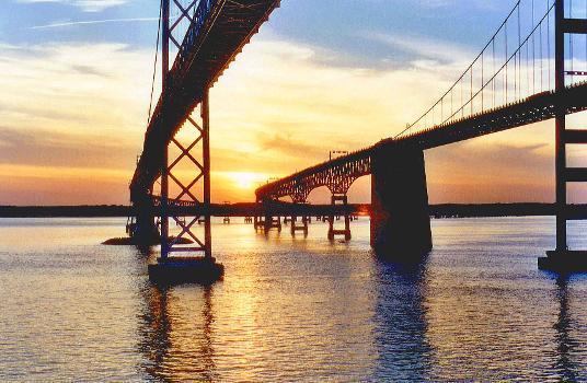 Chesapeake Bay Bridge (Maryland), viewed from cruise ship passing beneath