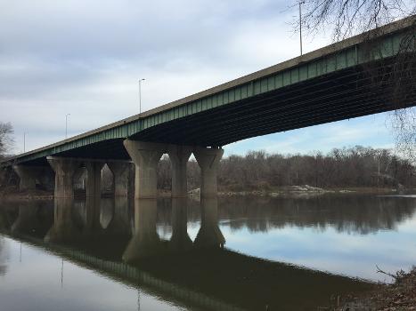 American Legion Memorial Bridge (Interstate 495):View northeast towards the American Legion Memorial Bridge (Interstate 495) connecting Montgomery County, Maryland and Fairfax County, Virginia from the south bank of the Potomac River