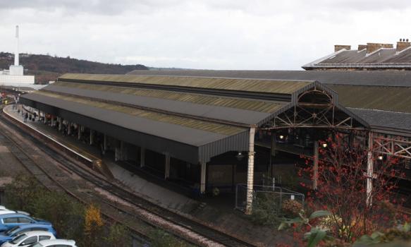 Platform 8 of Huddersfield station is used by fast eastbound services to Leeds and beyond.