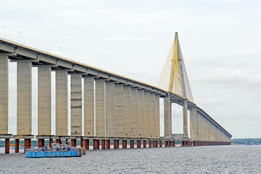 The Rio Negro Bridge is a cable-stayed bridge over the Rio Negro, 3,595 metres (11,795 ft) in length that links the cities of Manaus and Iranduba.