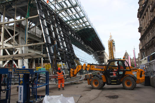Building the new façade for Glasgow's Queen Street railway station.