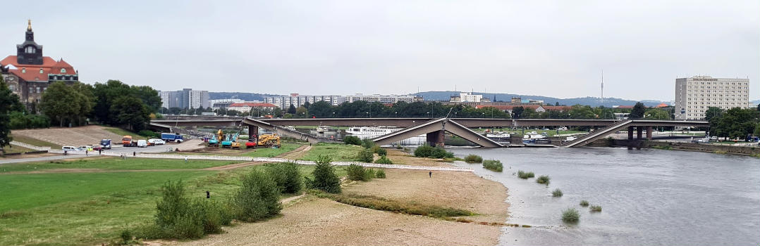 Die Carolabrücke ab Morgen nach der Entlastungssprengung