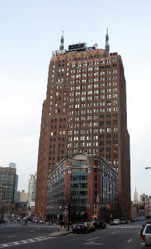 Looking north along 6th Avenue (left) and Church Street at 32 A/A on a cloudy afternoon. See for west side of building.