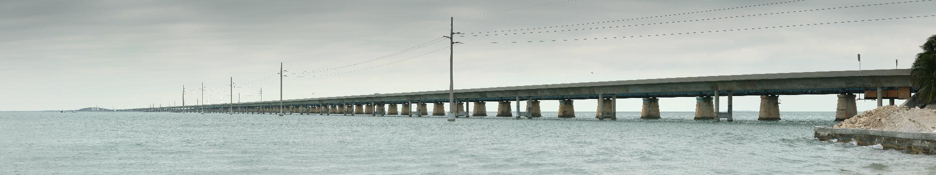 Panoramic image of the Seven Mile Bridge on the Florida Keys