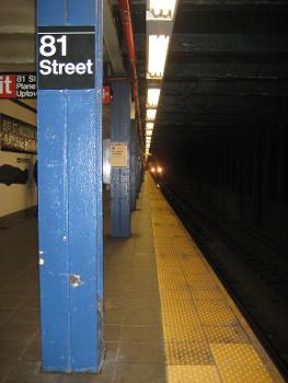 81st Street – Museum of Natural History Subway Station (Eighth Avenue Line):Due to the Memorial Day schedule on the IND Eighth Avenue Line, the B &amp; C local trains were not running. Instead the A train was making all local stops from 145th Street to 59th Street-Columbus Circle. An A train is arriving at 81st Street-Museum of Natural History.
