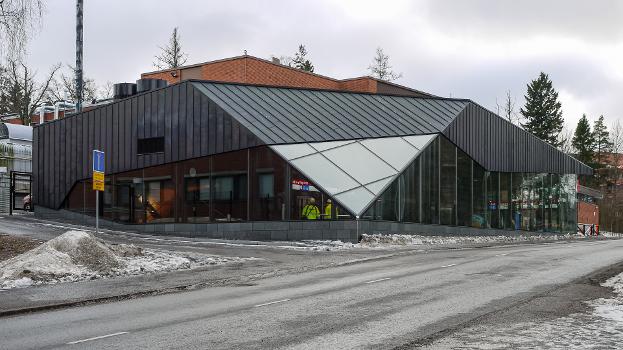Second entrance of the Aalto University metro station by the VTT building in Otaniemi, Espoo