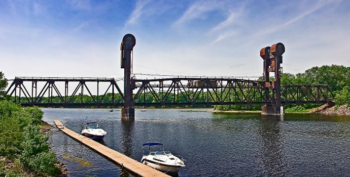 Railroad lift bridge at Prescott, Wisconsin over the St Croix River