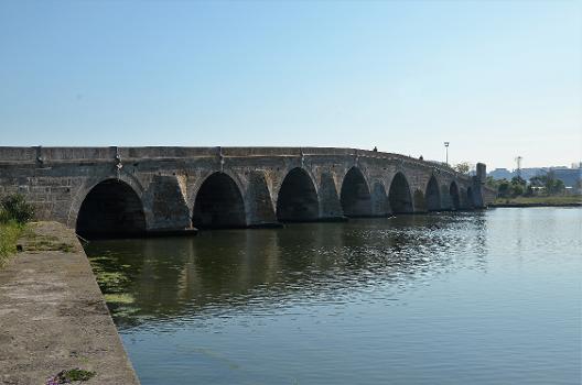 Büyükçekmece Bridge in Büyükçekmece district, Istanbul, Turkey built in 1568 by Mimar Sinan