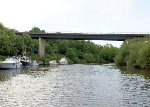 Carrington Bridge:The Worcester southern relief road crosses the Severn.