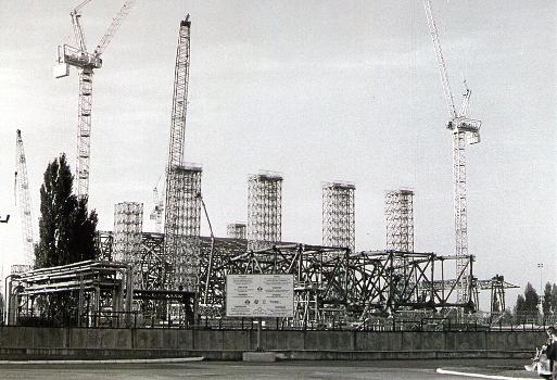 The new Sarcophagus construction site at Chernobyl Nuclear Power Plant