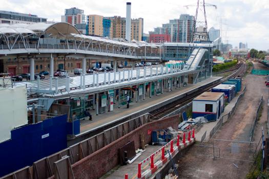 Custom House DLR eastbound platform (to Beckton):Also construction site can be partially seen for the new station.