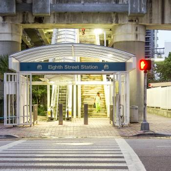 Entrance of the Eighth Street metro station (served by Metromover) in Miami