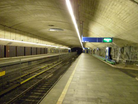 Metro station Ellingsrudåsen in Oslo. View towards next station Furuset