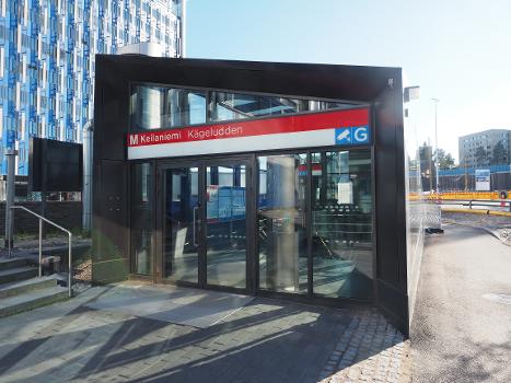 The entrance to the Keilaniemi metro station in Keilaniemi, Espoo, Finland.