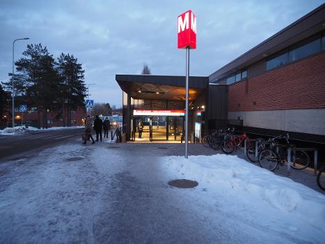 Entrance to the Aalto University metro station in Otaniemi, Espoo, Finland.