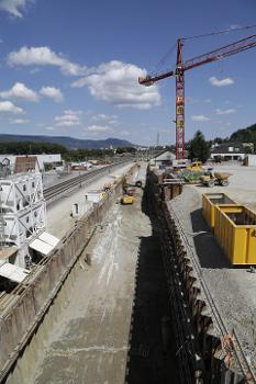 Impressionen von der Baustelle der Verzweigung Wöschnau, welche als Zufahrt zum Eppenbergtunnel dienen wird