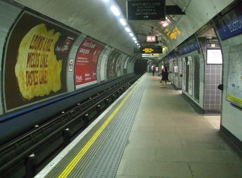 Euston tube station Victoria line southbound platform looking south