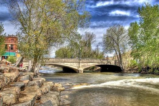 F Street Bridge over the Arkansas River in Salida, Colorado : This two span concrete arch bridge, built, 1907-08 is listed on the National Register of Historic Places