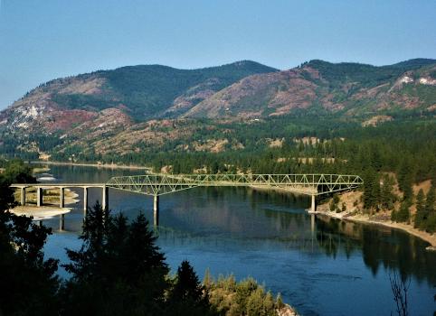 View of Flagstaff Mountain, Washington looking across the Northport bridge over the Columbia River