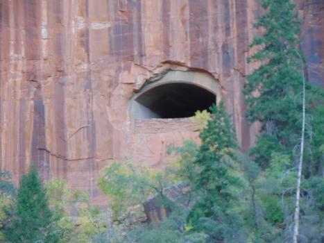 Zion-Mount Carmel Tunnel : Outside view of one the galleries along the Zion-Mount Carmel Tunnel in Zion National Park in Washington County, Utah