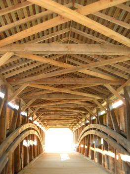 Gilpin's Falls Covered Bridge:As rehabilitation completed in 2010 by Engineers, Wallace, Montgomery &amp; Associates, LLP and Contractor, Kinsley Contractors. Inside the bridge showing structural members.