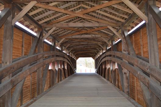 The interior of the Gilpin's Falls Covered Bridge in Cecil County, Maryland