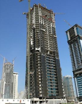 Construction of Goldcrest Views 2, located in Jumeirah Lake Towers in Dubai, United Arab Emirates