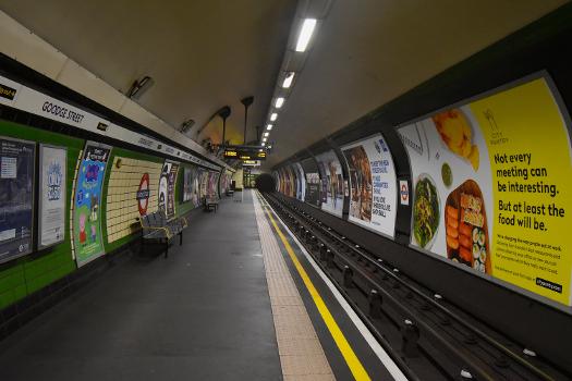 An empty Goodge Street tube station on a November afternoon
