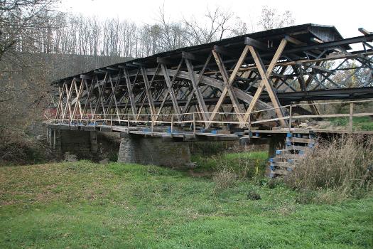 Johnson Creek Covered Bridge under renovation