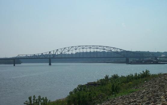 Julien Dubuque Bridge, taken from upstream, Iowa side of Mississippi River, Dubuque, Iowa